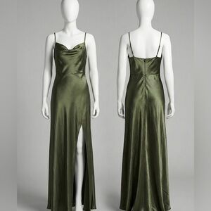 Birdy Grey Olive Green Satin Dress, Size XS (fits like a S), NWT